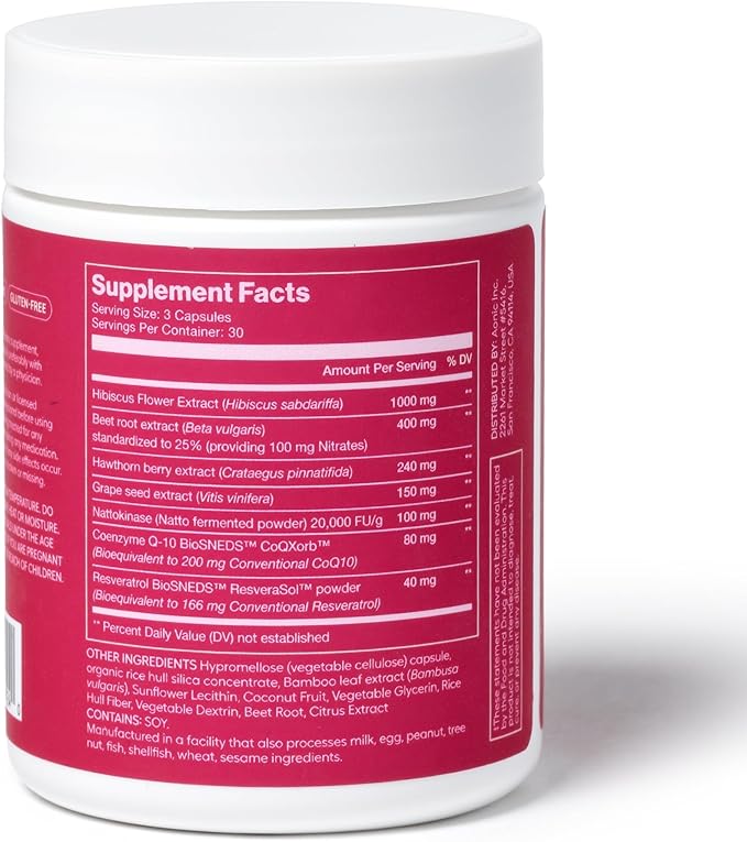 AONIC Flow | Healthy Blood Pressure Support | Multi-Action Formula with 1gr Hibiscus, 400mg Beet Root Extract (100mg Nitrates) CoQ10, Resveratrol & Hawthorn, Non-GMO & Vegan (90 Capsules)