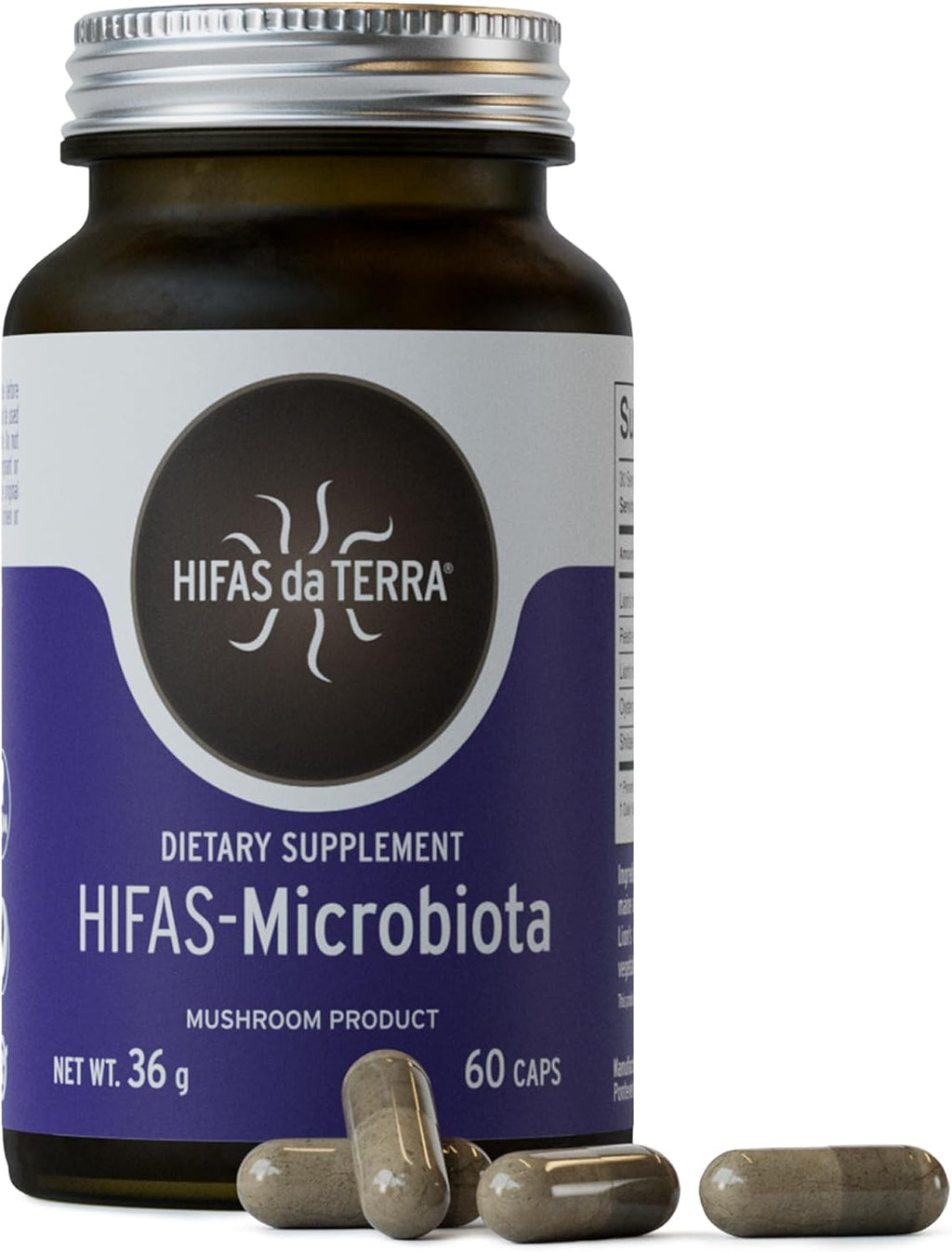 Hifas da Terra HIFAS-MICROBIOTA - Organic Mushroom Complex Supplement with Lion's Mane, Reishi, and Shiitake, Nootropic & Adaptogenic Mushroom Capsules for Adults, Gut, Immune & Brain Health - 60 Caps