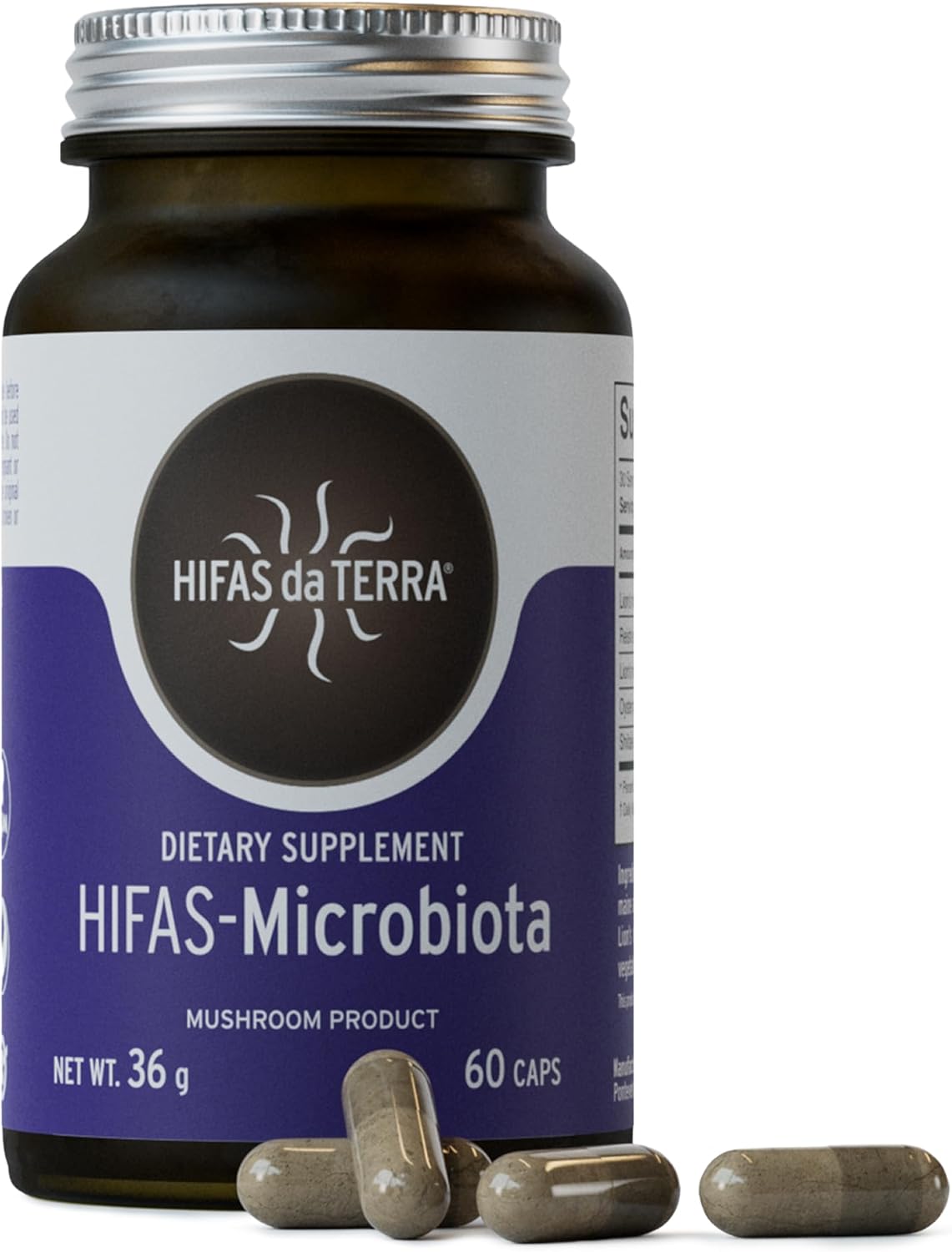 Hifas da Terra HIFAS-MICROBIOTA - Organic Mushroom Complex Supplement with Lion's Mane, Reishi, and Shiitake, Nootropic & Adaptogenic Mushroom Capsules for Adults, Gut, Immune & Brain Health - 60 Caps
