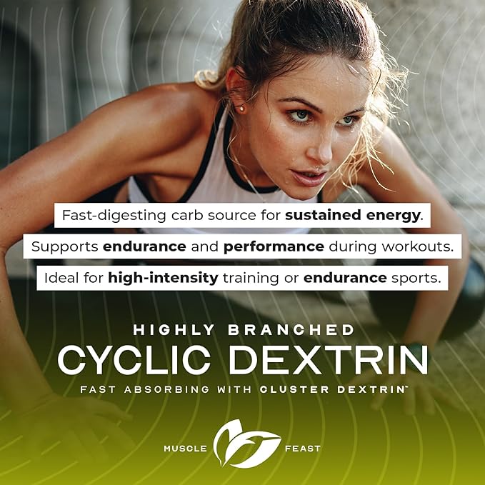 Muscle Feast Highly Branched Cyclic Dextrin Powder, Carbohydrate Powder Supplement, Pre-Workout, Intra Workout, Post-Workout Carbs - HBCD Supports Endurance, Energy, & Recovery - Unflavored, 5lbs