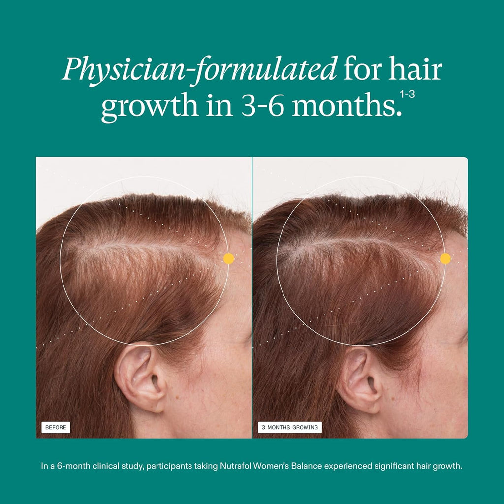 Nutrafol Women's Balance Hair Growth Supplements, for Women 45 Years and Older, Clinically Proven for Visibly Thicker Hair and Scalp Coverage, Dermatologist Recommended - 3 Month Supply, Pack of 3