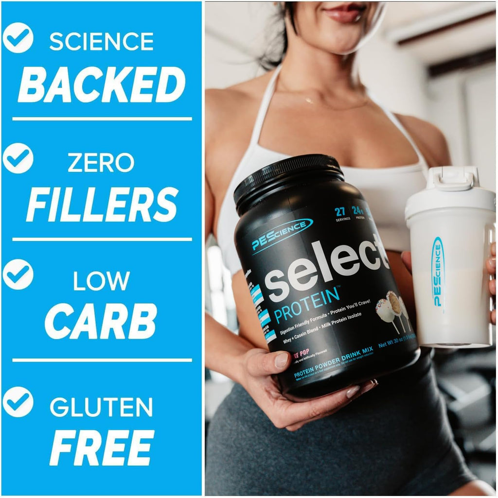 PEScience Select Protein Powder, Whey and Casein Blend, Clean Protein Powder for Women and Men, Low Calorie, Low Carb, Keto Friendly, Gluten Free, Frosted Sugar Cookie, 55 Servings