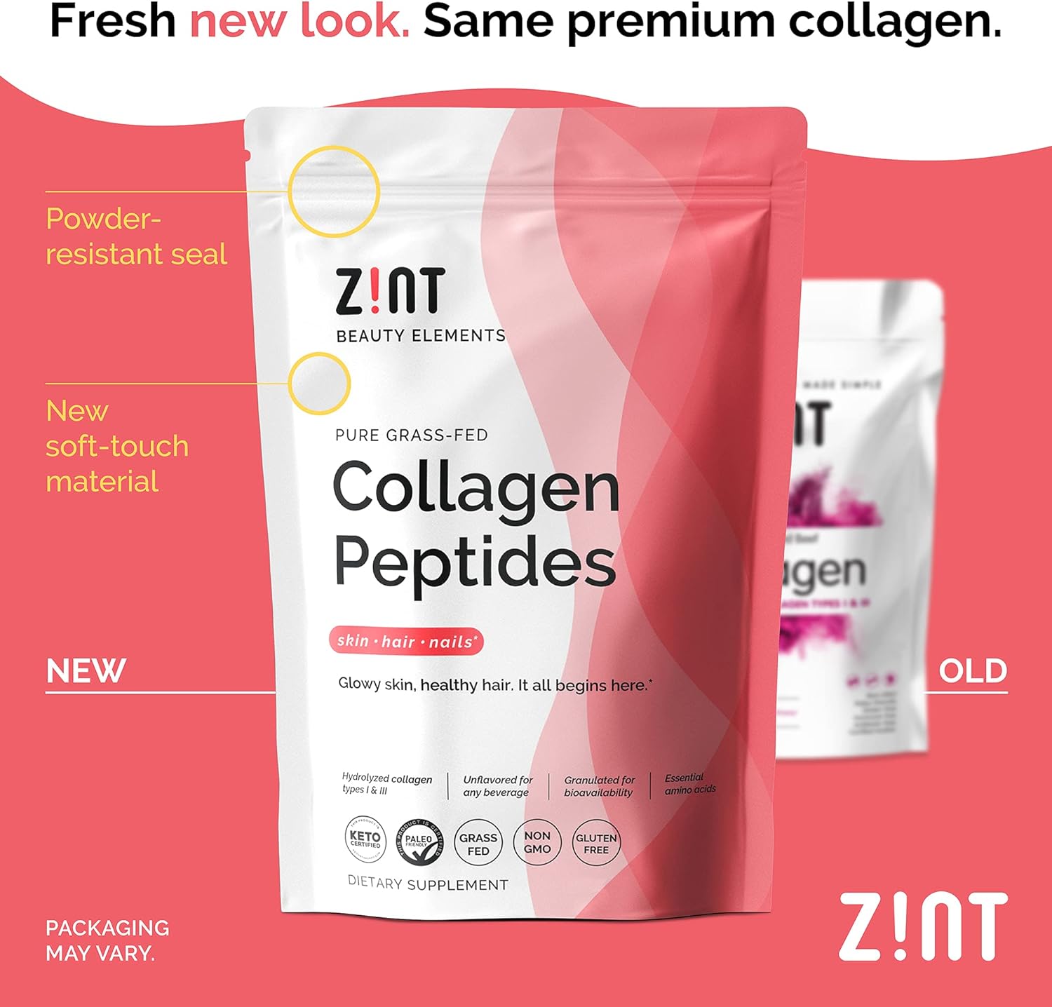 Zint Collagen Peptides Powder (32 oz) | Grass-Fed, Hydrolyzed Type I & III | Supports Skin, Hair, Joints & Gut Health | Rich in Key Amino Acids | Paleo-Friendly, Keto, Non-GMO, Unflavored