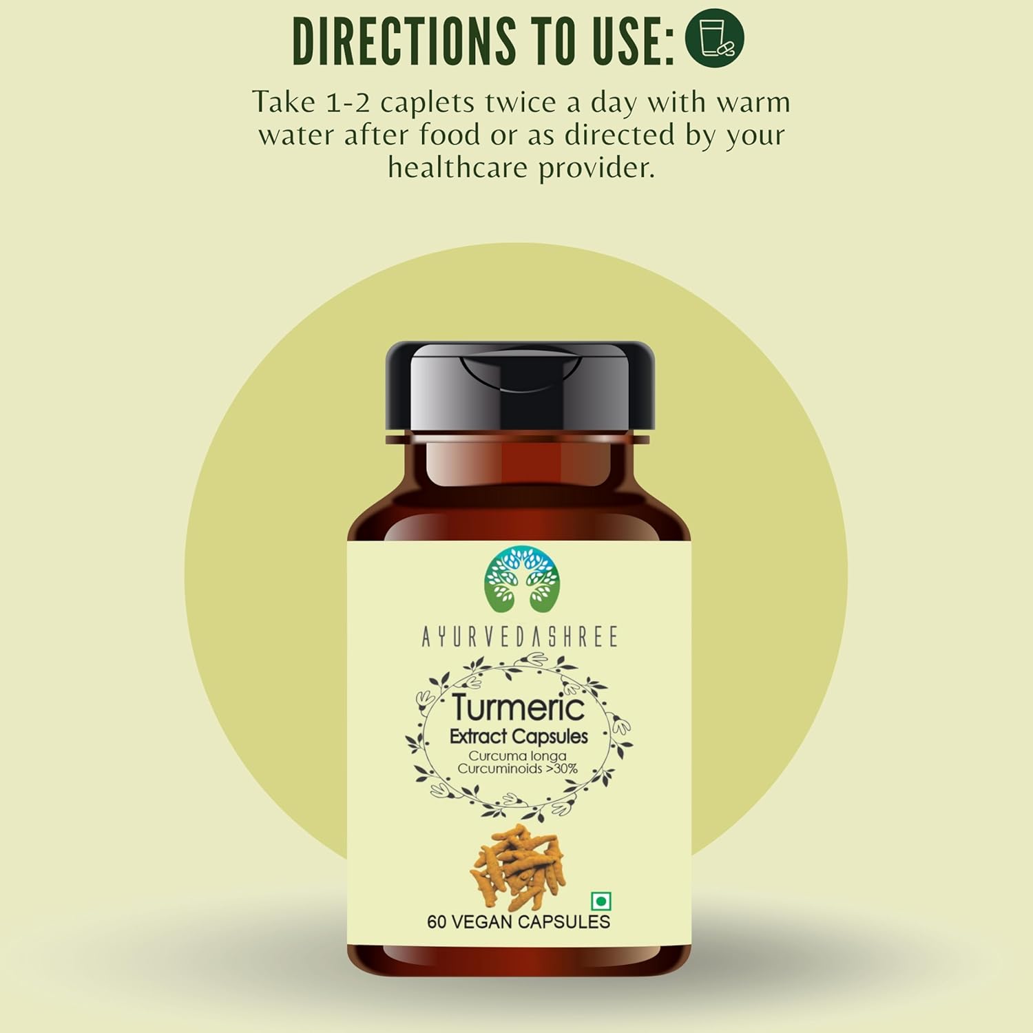 Turmeric Extract 500mg - 60 Vegetarian Capsules | Haldi Extract | Curcuma Longa | All Natural | 100% Vegan | Gluten-Free | GMP Certified.