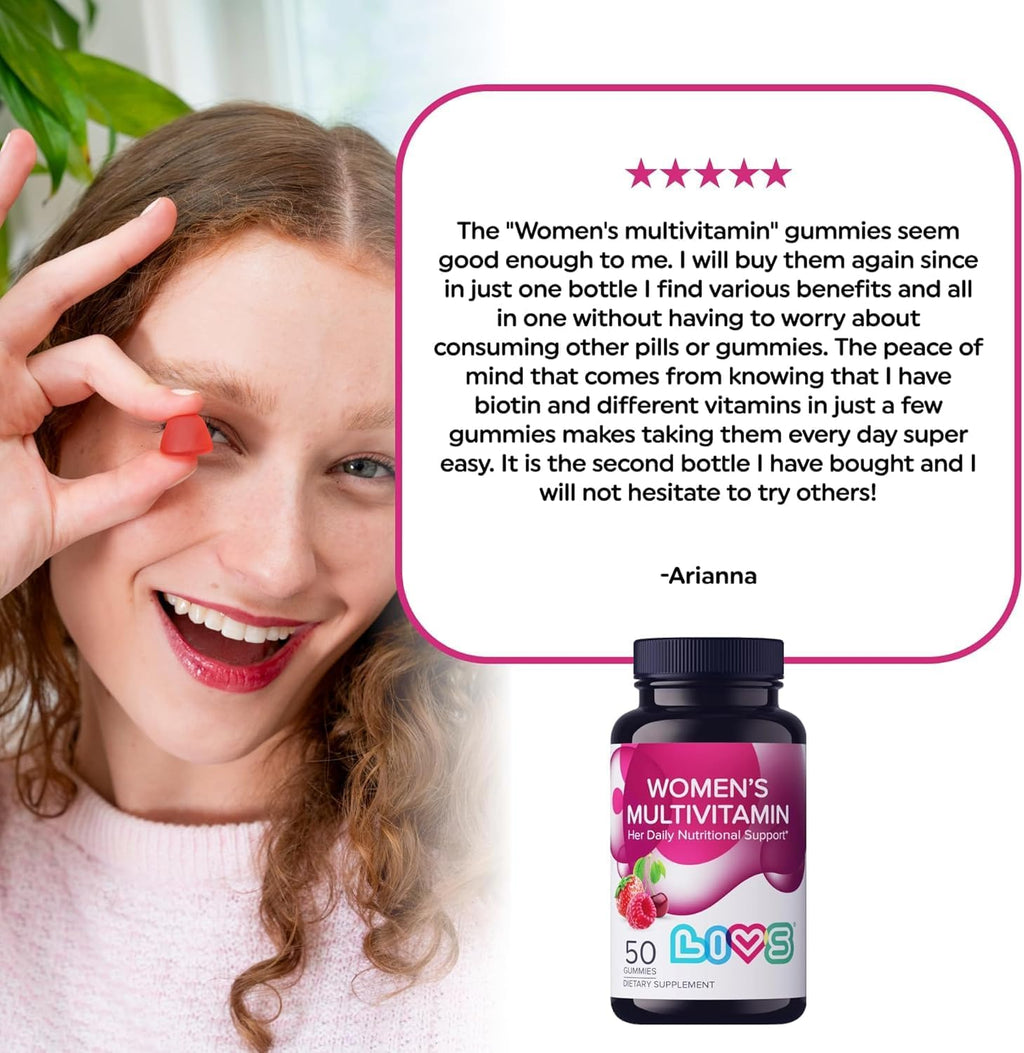 Women's Multivitamins Gummy Vitamin - Multivitamin for Women, Gummy Vitamins, All-Natural, Gluten-Free, Non-GMO, Womens Vitamins Gummies - Strawberry, Cherry, & Raspberry Flavored, 100 Count