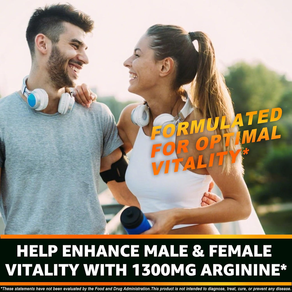 Sugar Free L Arginine Nitric Oxide Gummies 1300mg for Men & Women with L Citrulline, Beet Root, B3 | L Arginine L Citrulline Supplements | Vegan, 60 Counts