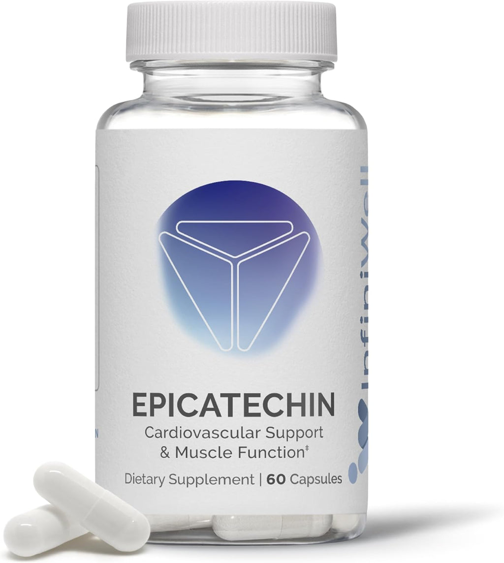 InfiniWell Epicatechin Supplement - Support Muscle Building & Nitric Oxide Production - Promote Healthy Protein Synthesis, Exercise Recovery, Antioxidant Support & Cognitive Function (60 Capsules)