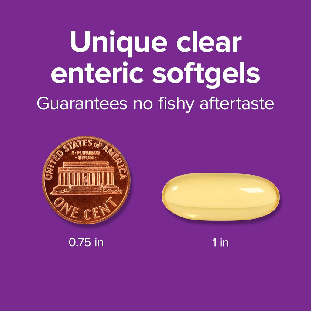 Webber Naturals Fish Oil 2850 mg, High Potency, 1800 mg Omega-3 per Serving, 240 Clear Enteric Softgels, No Fishy Aftertaste, Ultra-Purified, Supports Heart, Cognitive, and Joint Health