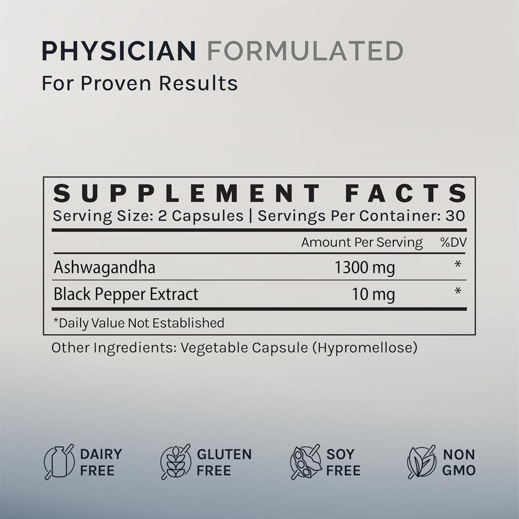 InfiniWell Ashwagandha Supplements - Herbal Supplements with Shoden Ashwagandha Root - Promote Mental Clarity, Hormonal Balance, Daily Relaxation & Muscle Recovery (60 Capsules)