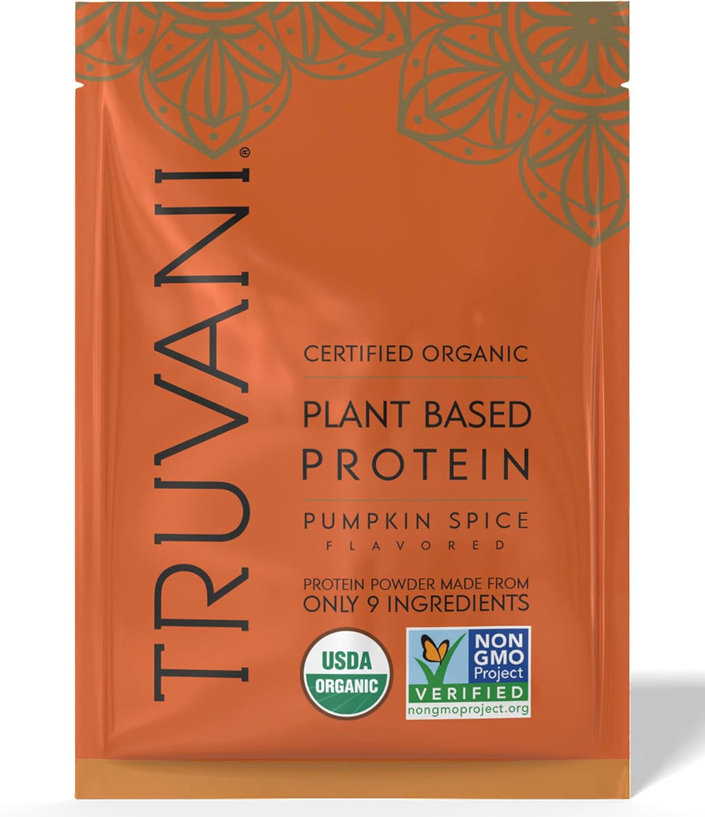 Truvani Vegan Pea Protein Powder | Pumpkin Spice | 20g Organic Plant Based Protein | 1 Serving | Keto | Gluten & Dairy Free | Low Carb | No Added Sugar