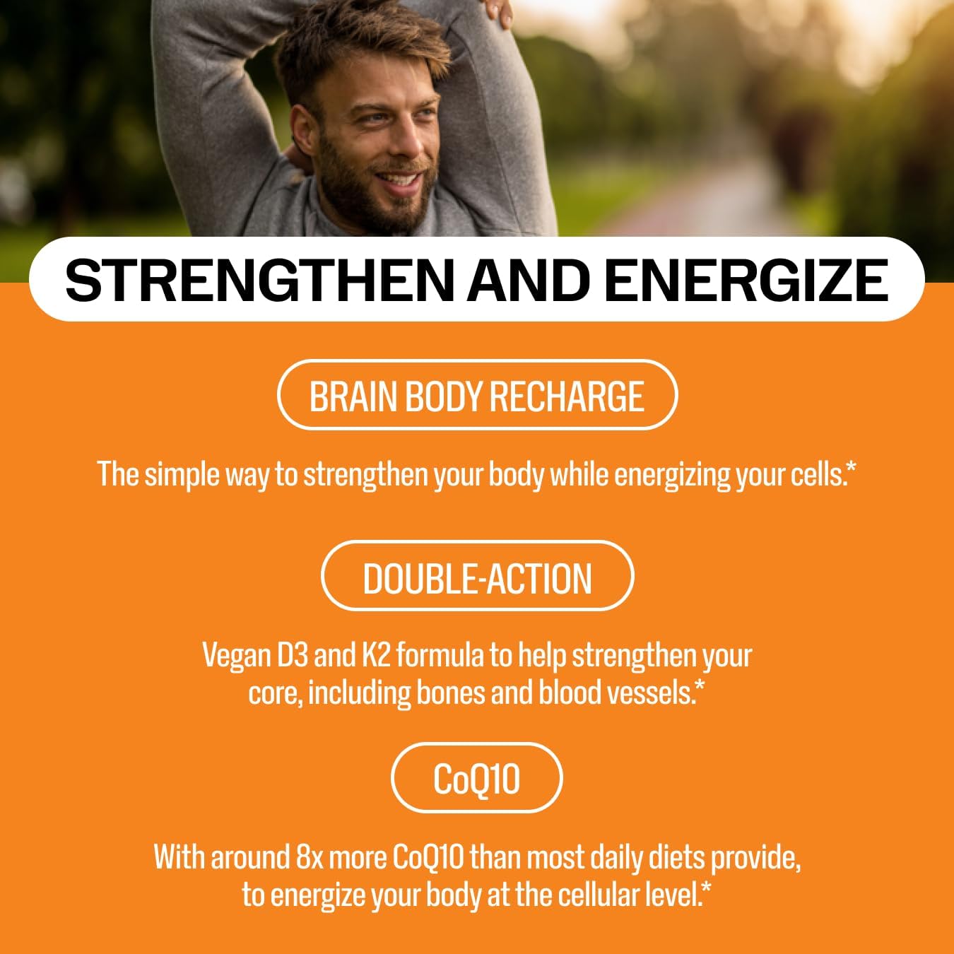 Vimergy Brain Body Recharge - Liquid Coq10 with Vitamin D3 & K2 (Coenzyme Q10 45mg, D3 1000IU, K2 180mcg) Co q 10 Supplement for Women, Men & Kids - Fights Fatigue – 55mL
