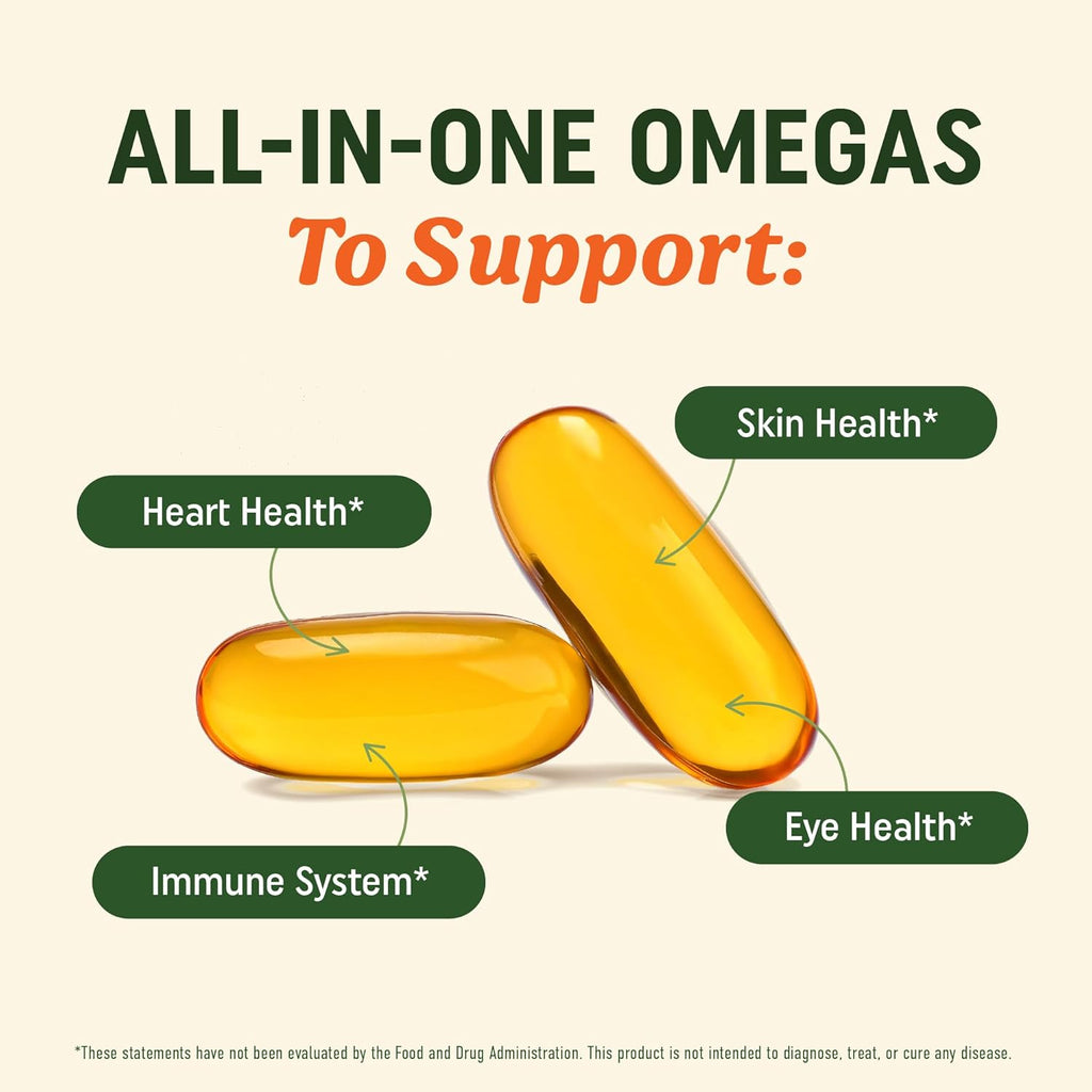 Vegan Omega 3 6 9 Supplements | 2000MG Plant-Based Triple Omega 369 Blend | Heart, Brain, Skin, and Eye Health Support | Vegan Fish Oil Alternative | Essential Fatty Acids Complex | Non-GMO | 60 Ct