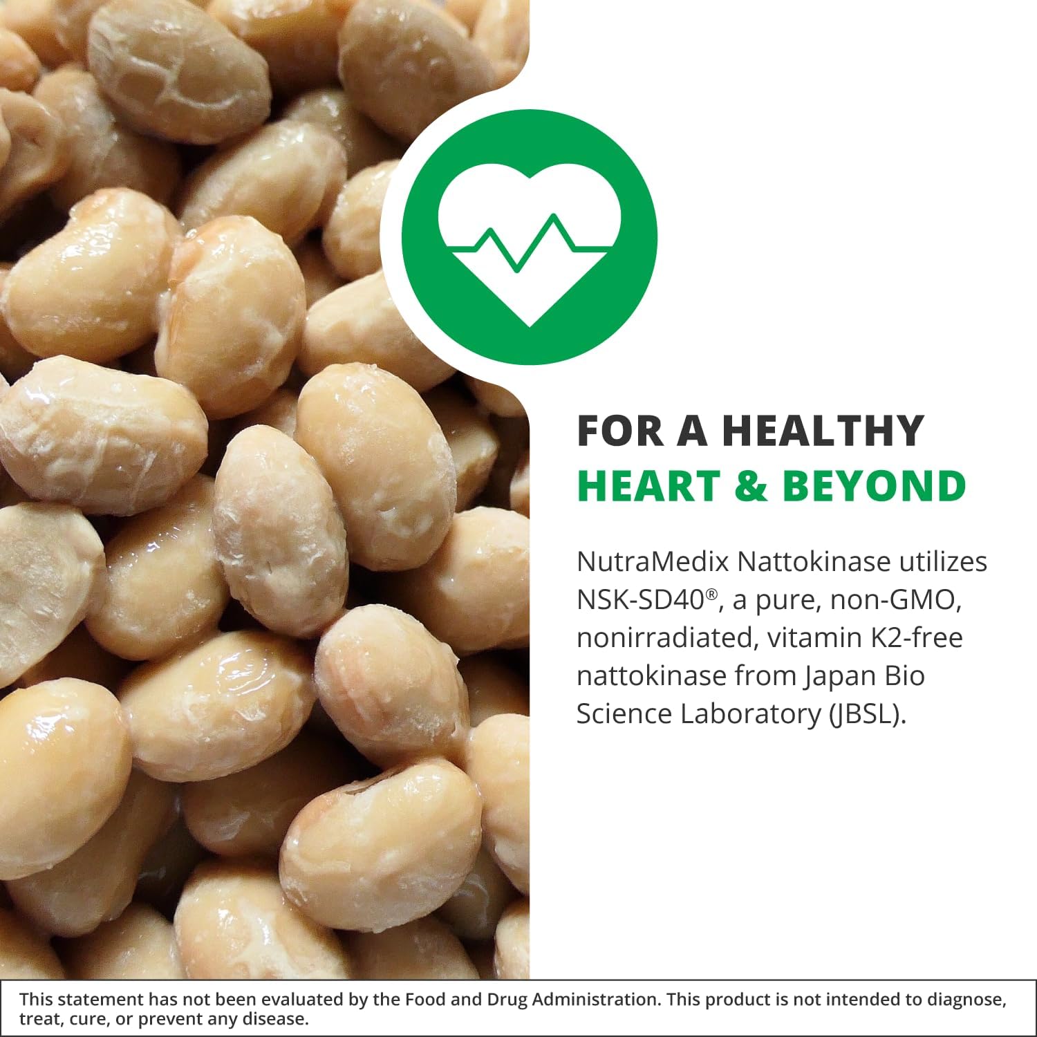 NutraMedix Nattokinase Supplement - Nattokinase 2000 FU per Serving - Formulated for to Support Heart Health and Healthy Circulation - Gluten + Dairy-Free (60 Capsules)