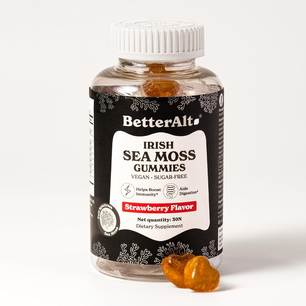 Irish Sea Moss Gummies | Strawberry Flavor | Lab-Tested for Purity | Supports Immune Health & Energy | 1-Month Pack