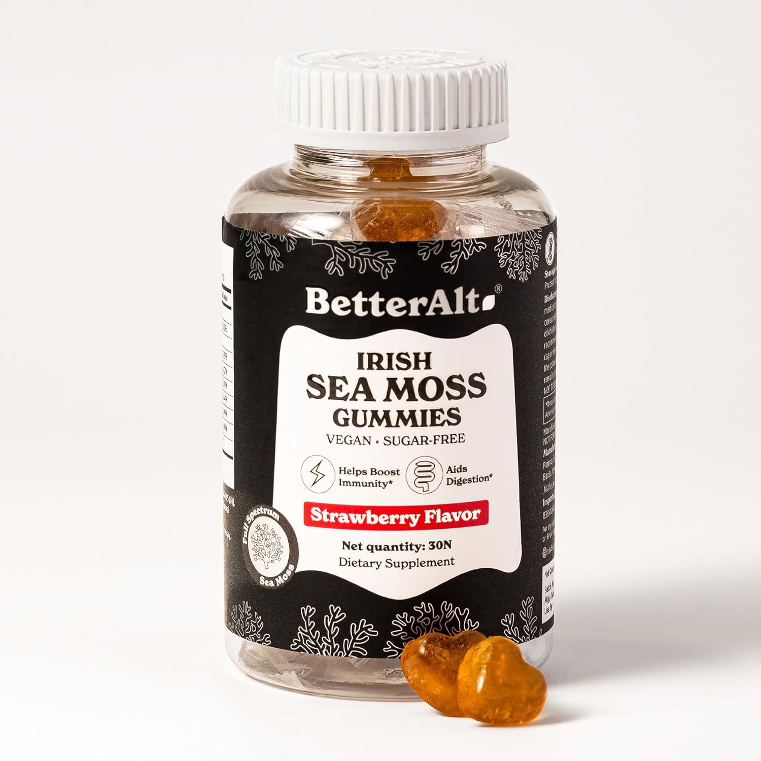 Irish Sea Moss Gummies | Strawberry Flavor | Lab-Tested for Purity | Supports Immune Health & Energy | 1-Month Pack