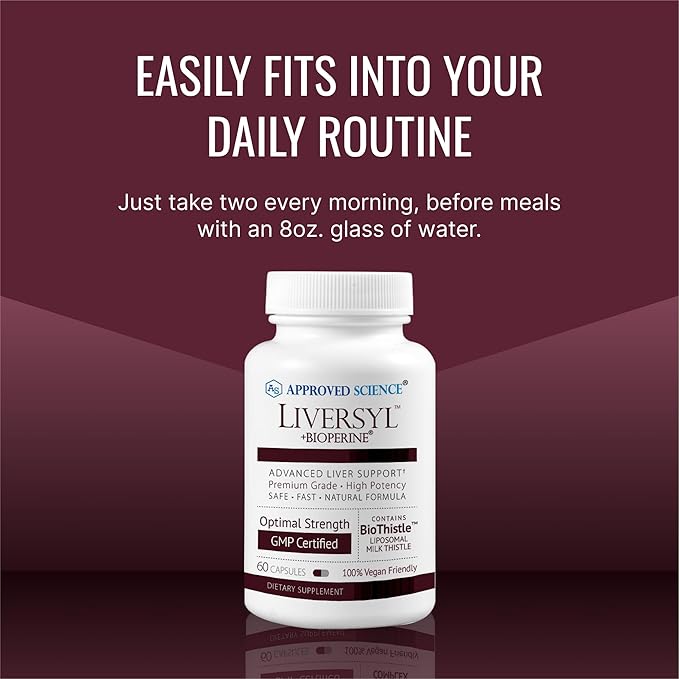 Approved Science Liversyl - Milk Thistle, Artichoke Extract, and Bioperine - Vegan - 60 Capsules - Made in The USA