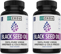 ZHOU Black Seed Oil Capsules - Black Cumin Seed Oil Cold Pressed, Nigella Sativa, Pure Unrefined Blackseed, Premium Supplement for Health, Hair & Skin w/Thymoquinone - 60 Capsules (Pack of 2)