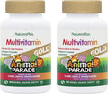 Natures Plus Animal Parade Gold Children's Multivitamin - Assorted Cherry, Orange & Grape Flavors - 60 Chewable Tablets, Pack of 2 - Vegetarian, Gluten Free - 60 Total Servings
