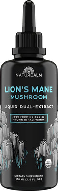 Naturealm Lion’s Mane Mushroom Liquid Tincture Supplement – Focus, Memory & Brain Health, Vegan, Non-GMO – Organic Fruiting Bodies, 2 Month Supply