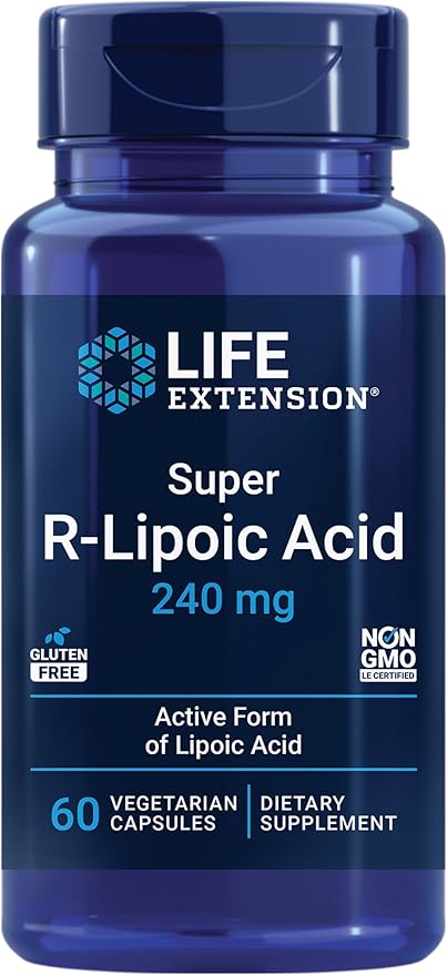 Life Extension Super R-Lipoic Acid – Healthy Aging, oxidative Stress Defense – with 240 mg of Active R-Form of R-Lipoic Acid – Gluten-Free – Non-GMO – Vegetarian – 60 Capsules