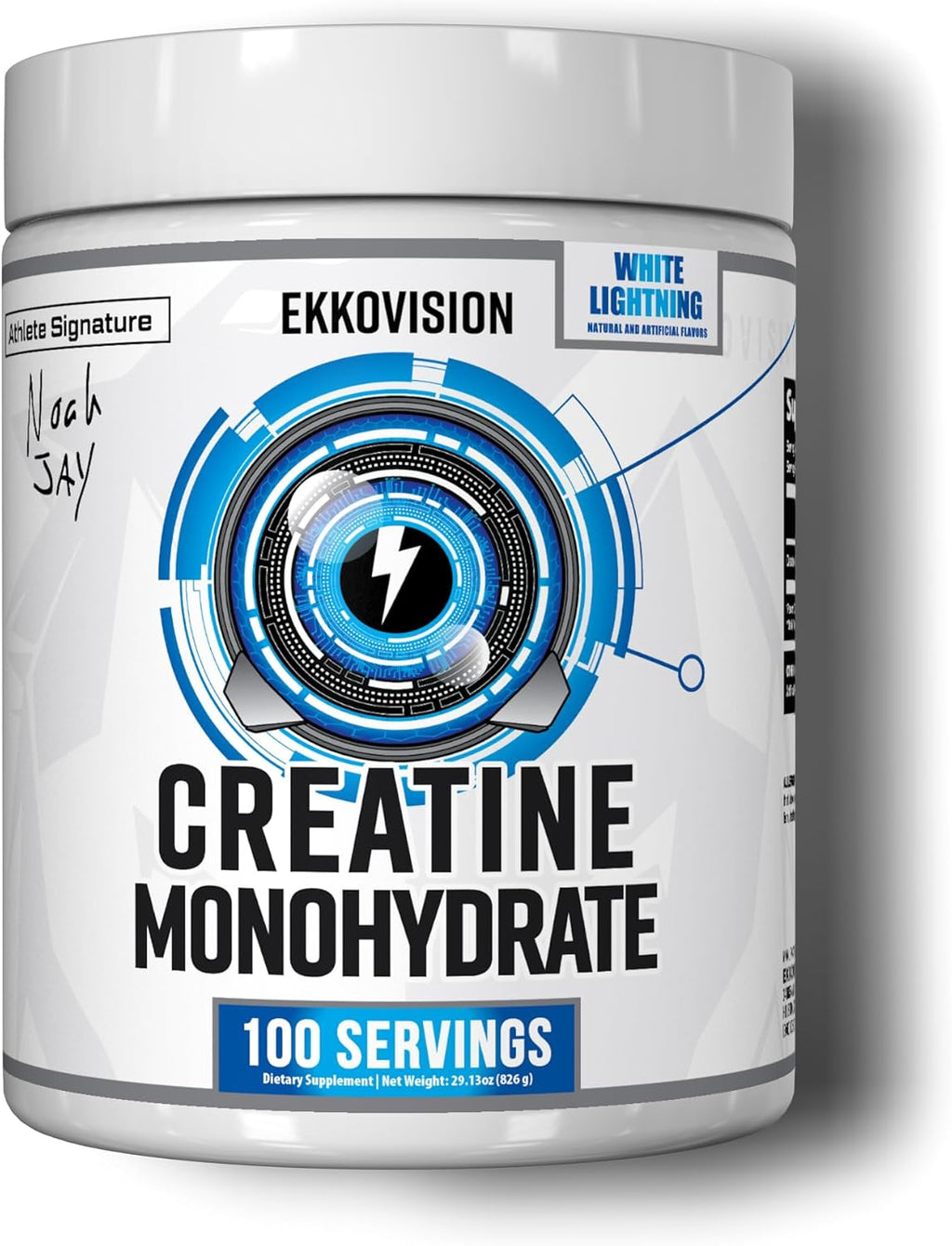 Ekkovision Creatine Monohydrate Powder, Micronized, Pre Workout & Post Workout Supplement for Men & Women - White Lightning, 1.06 Pound (Pack of 1)