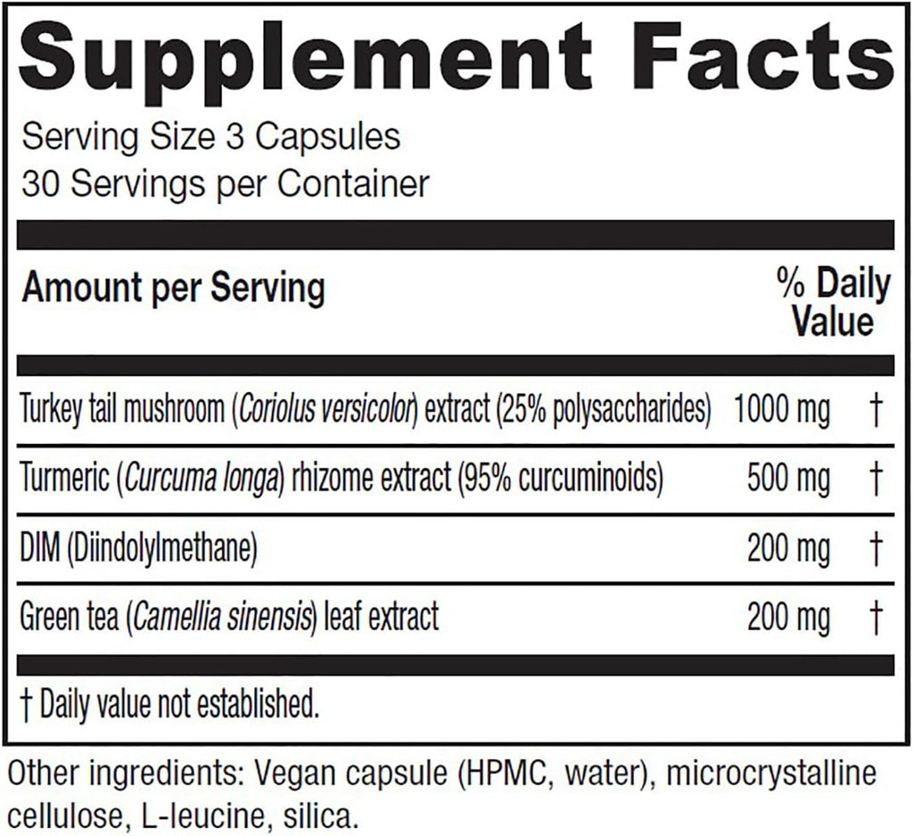 Vitanica CCDG Blend - Immune Support Supplement - DIM Supplement with Turkey Tail Mushroom, Turmeric & Green Tea - Vegan Supplement for Immune Support - Lady - 90 Capsules