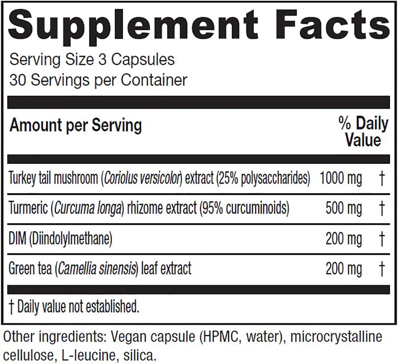 Vitanica CCDG Blend - Immune Support Supplement - DIM Supplement with Turkey Tail Mushroom, Turmeric & Green Tea - Vegan Supplement for Immune Support - Lady - 90 Capsules