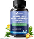 Digestive Enzymes Postbiotics Prebiotics Probiotics for Women & Men, 200 Billion CFU 36 Probiotic Strains + Psyllium Husk - Supports Gut, Digestive, Regularity, Gas, Bloating & Immune, Vegan, 60 Days