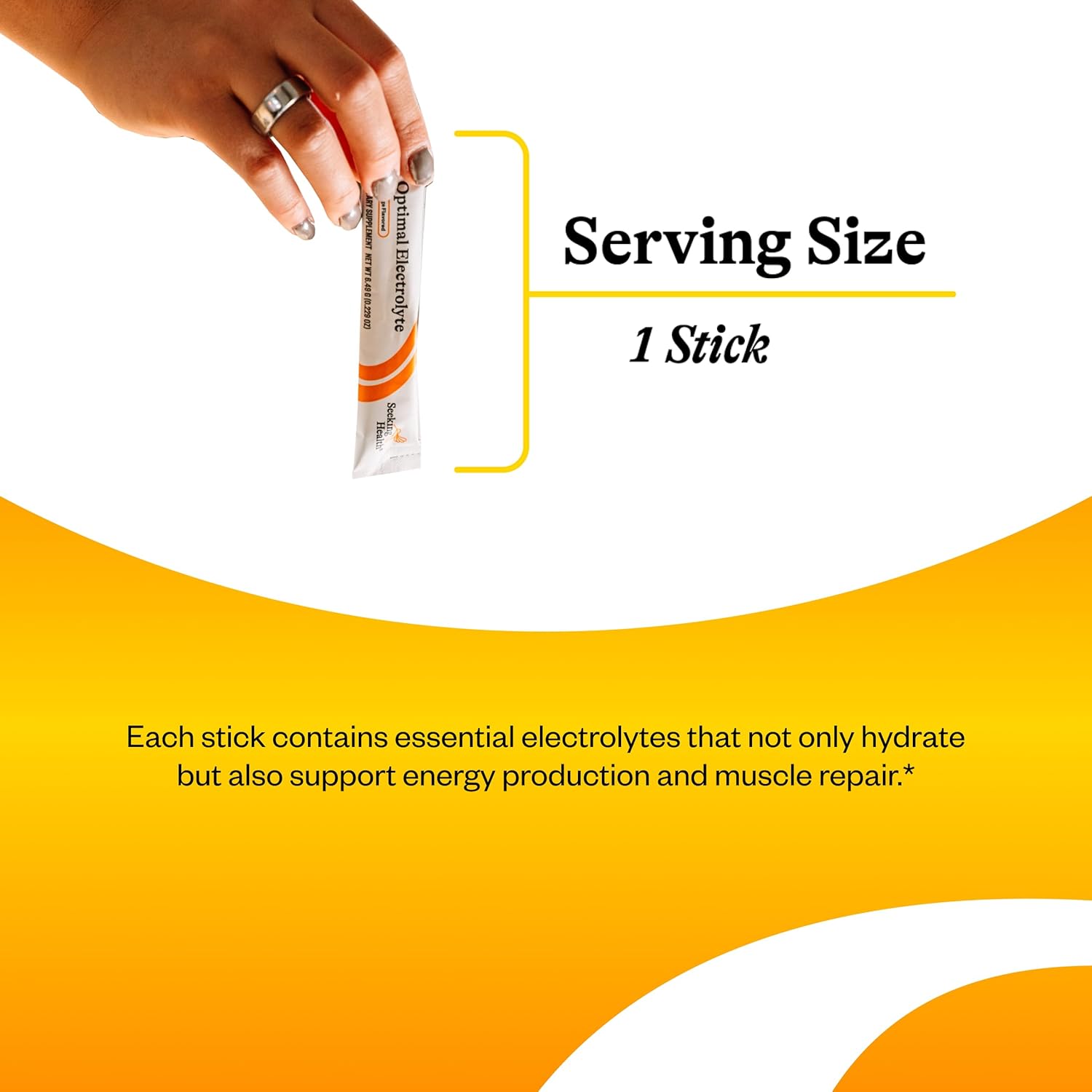 Seeking Health Optimal Electrolyte Sticks - Electrolyte Drink for Hydration, Heart & Muscle Recovery† Support - Supports Active Lifestyle - Vegan, Gluten-Free & Non-GMO - Orange Flavor, 30 Sticks