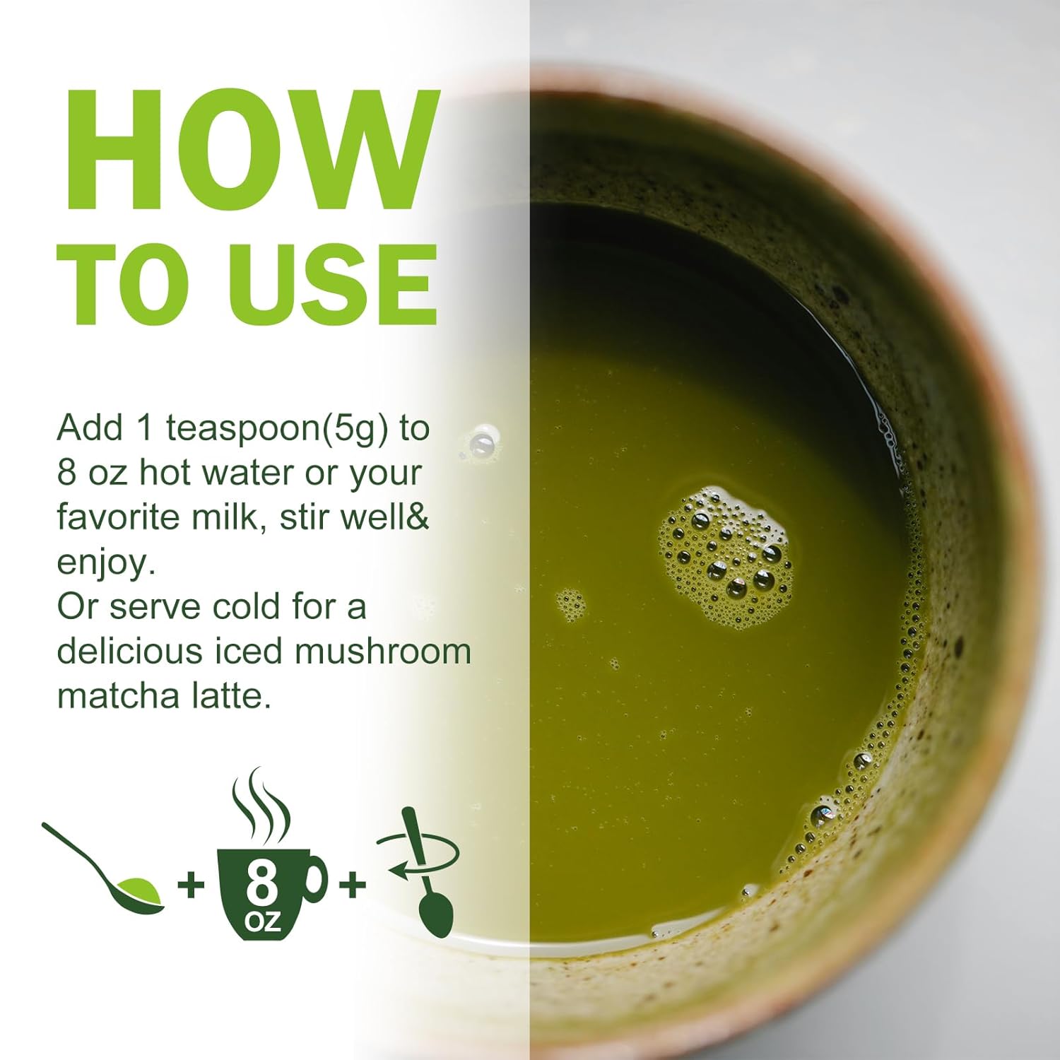 TALCUFON Mushroom Matcha 4.23 Oz, Japanese Ceremonial Matcha Blend 7 Superfood Mushrooms All Natural, Gluten Free, Taste Great Hot or Cold Latte 120G