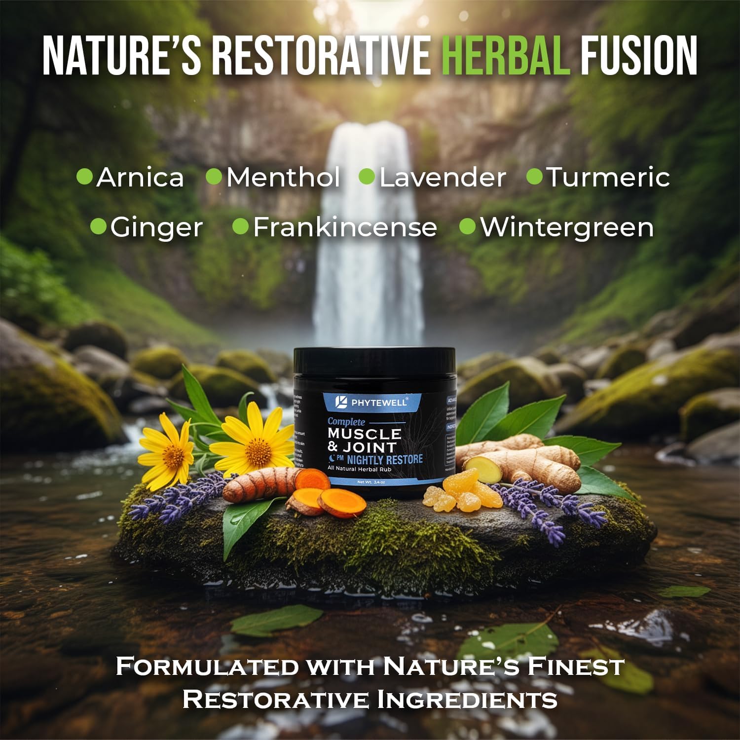 PM Nightly Restore - Cooling Herbal Muscle & Joint Rub - with Menthol, Arnica & Lavender - Soothes Muscles, Supports Evening Recovery & Restful Sleep, CO₂ Extracted, Non-Greasy Formula