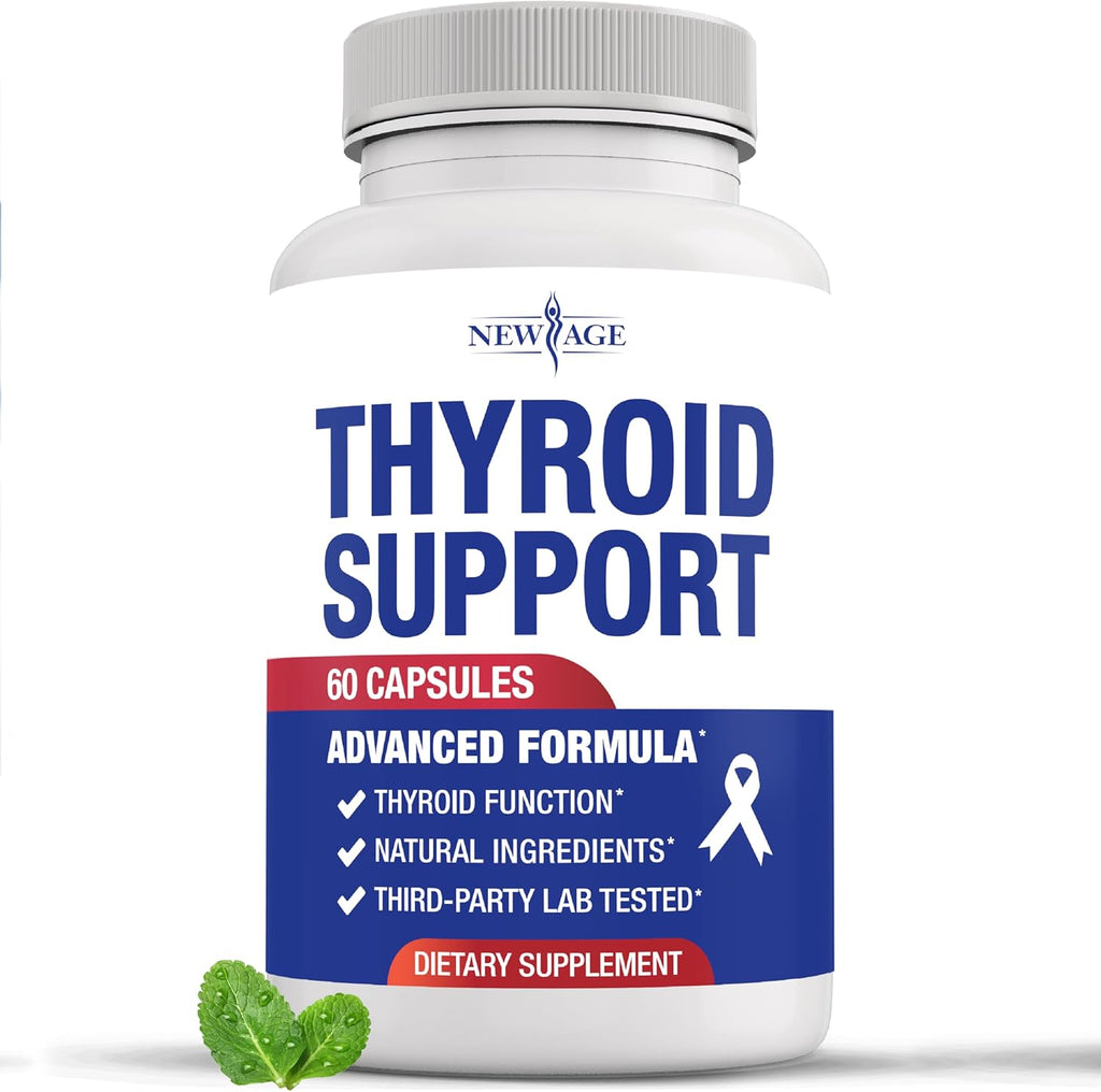 Thyroid Support Supplement for Women & Men with Iodine, B12, Zinc, Selenium, Ashwagandha, Bladderwrack, Turmeric, Schisandra - Non-GMO, Vegetarian - 60 Count