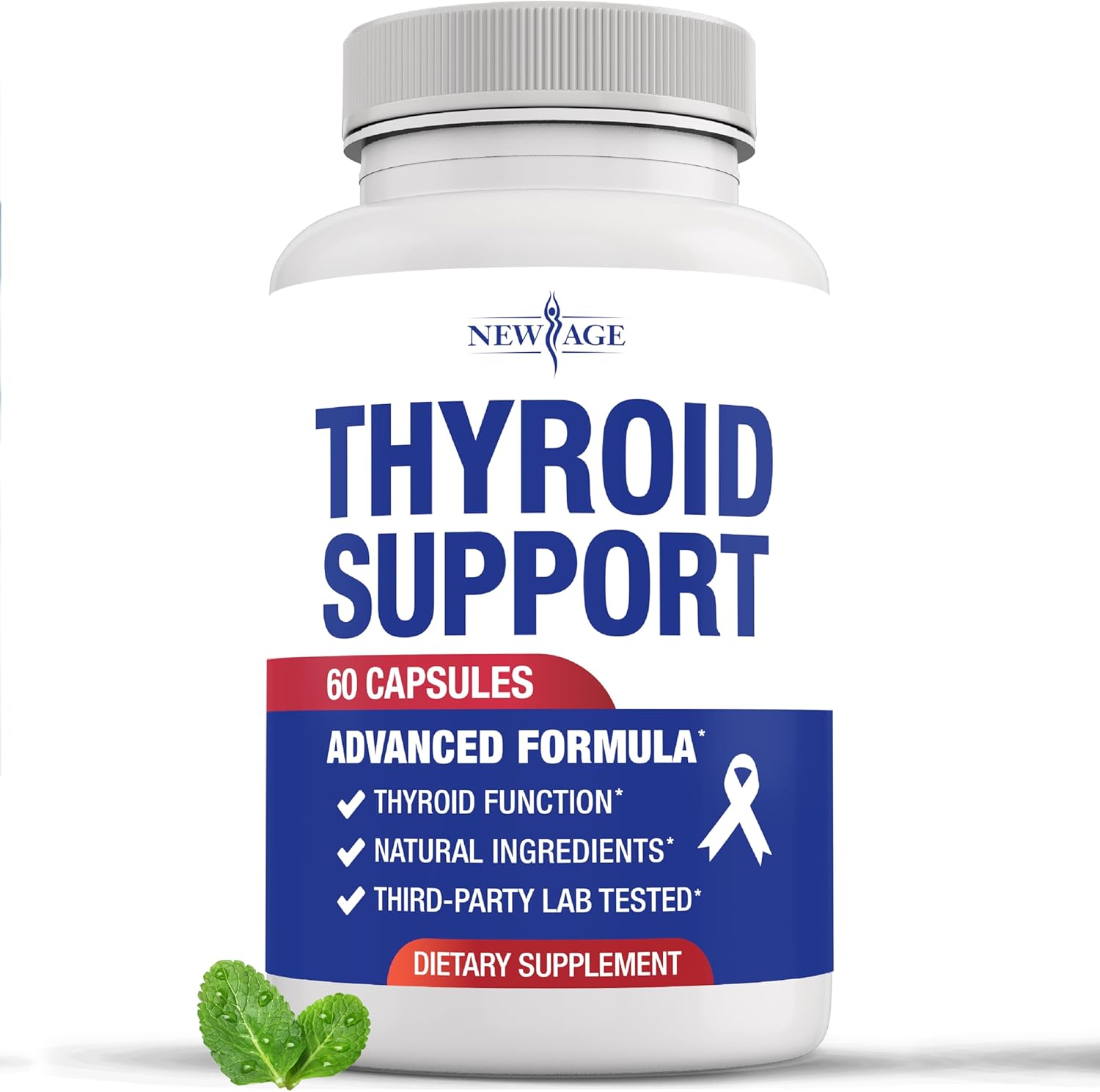 Thyroid Support Supplement for Women & Men with Iodine, B12, Zinc, Selenium, Ashwagandha, Bladderwrack, Turmeric, Schisandra - Non-GMO, Vegetarian - 60 Count