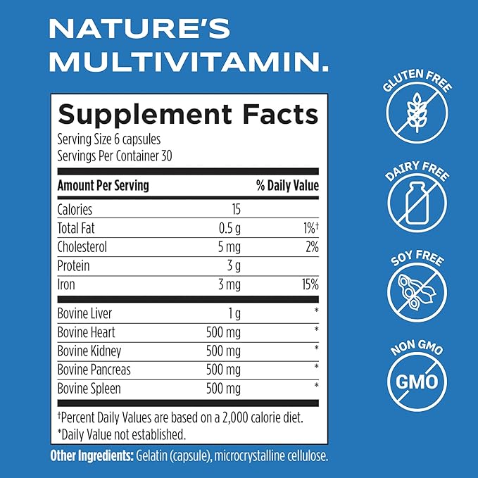 Organs 101 by Dave Asprey | Daily Vital Nutrient Support | 100% Grass-Fed Beef Organs Supplement | Freeze-Dried Liver, Heart, Kidney, Pancreas, and Spleen | Non-GMO | 30 Day Supply