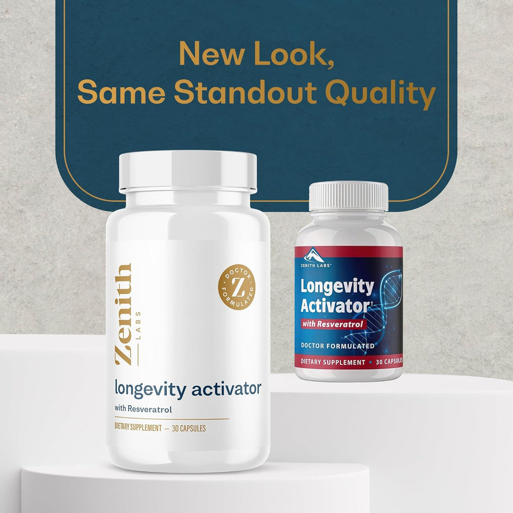 Zenith Labs Longevity Activator Anti-Aging Supplement Dietary Supplement, Natural Antioxidants with Resveratrol - Supports Immune Function and Healthy Memory, 3 Pack