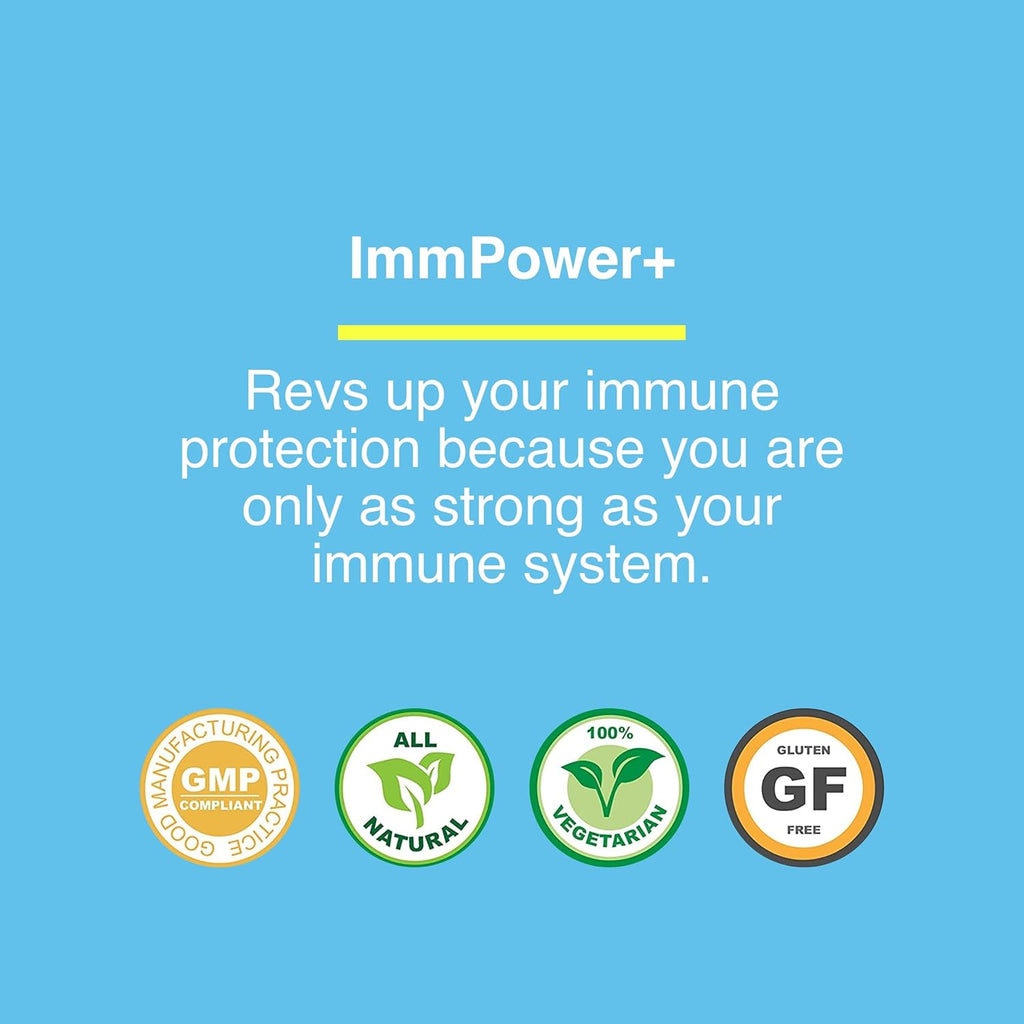 ImmPower Plus, AHCC & Fermented Wheat Germ Extract Herbal Supplement, 550mg per Capsule for Immune Support, Maintains Natural Killer Cell Activity, Pack of 1, 60 Veggie Capsules