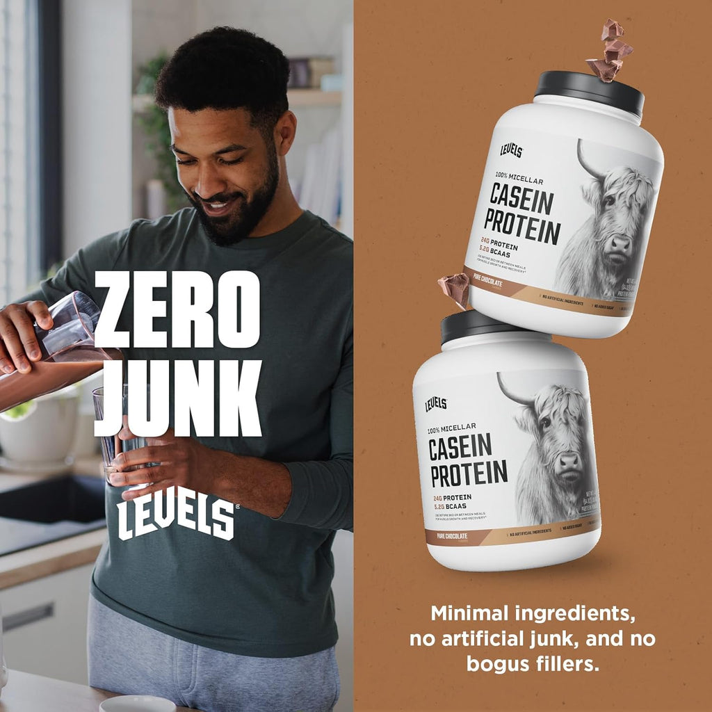 Levels 100% Micellar Casein Protein, Hormone Free, Chocolate, 4LB