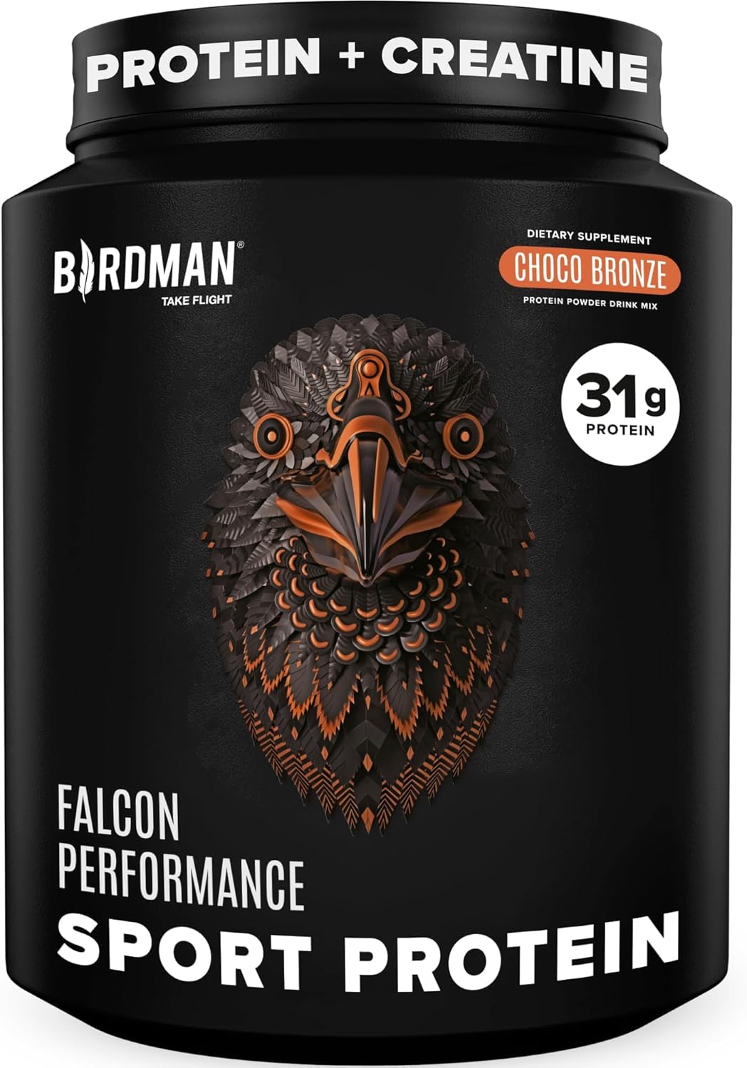 Falcon Performance Vegan Protein Powder, 31g Protein, 5g Creatine, 5g BCAA, Probiotics, Electrolytes, Pre Workout, Low Carb, Sugar Free & Dairy Free, Plant Based Chocolate Protein -19 servings