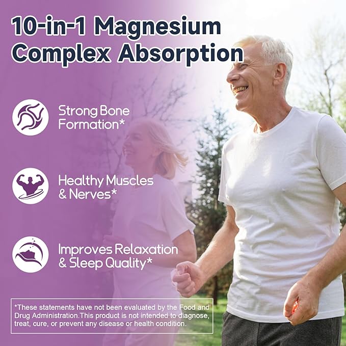 10-in-1 Magnesium Complex Supplement with Probiotics Prebiotics & Digestive Enzymes, 100 Billion CFU Probiotics for Women, Daily Probiotic for Immune, Sleep Calm, Gut & Digestive Health, Vegan Non-GMO
