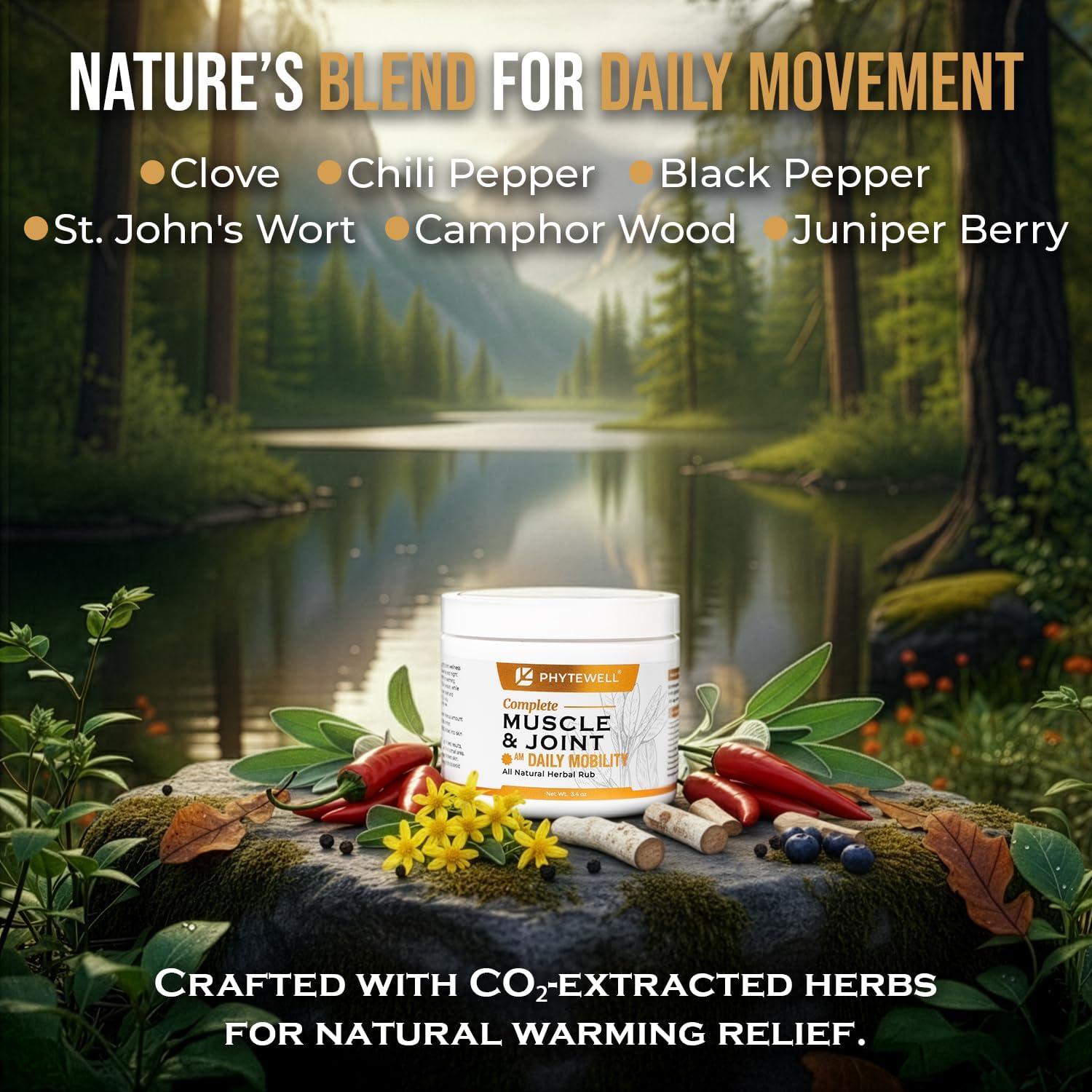 AM Daily Mobility – Warming Herbal Muscle & Joint Rub with Chili Pepper, Clove & Black Pepper – Supports Circulation, Flexibility & Movement, CO₂ Extracted