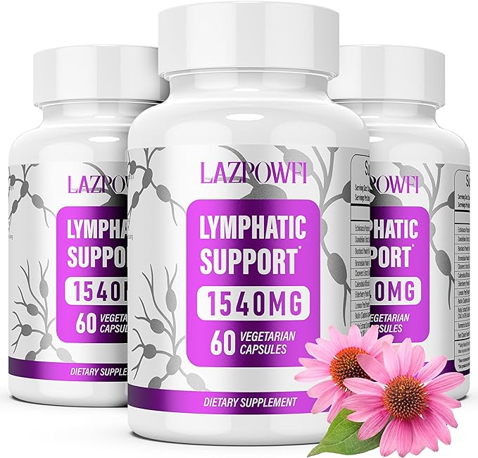 Lymphatic Drainage Supplements, Lymph System Support Supplement for Women & Men with Dandelion, Burdock, Echinacea,Rutin, Turmeric,Cleavers & More,180 Capsules