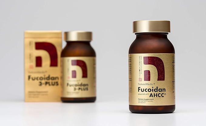 Fucoidan Powered with AHCC® Brown Seaweed Immunity Supplement with High Purity Organic Mekabu Mozuku Agaricus 5 Bottles - 800 Vegetable Capsules Made in Japan