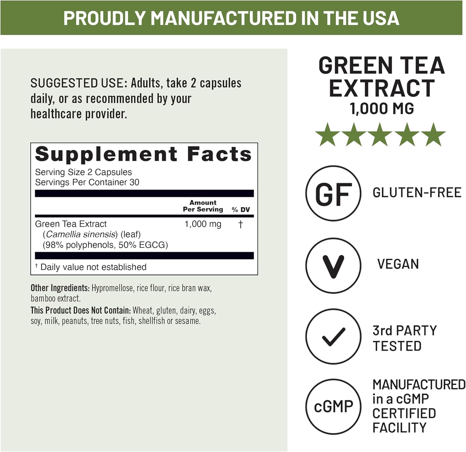 NatureWise Green Tea Extract Capsules 1000 mg - 50% EGCG & 98% Polyphenols - Extra Strength Green Tea Pills - Antioxidants for Heart Health & Energy - Vegan, Non-GMO - 60 Count[30-Day Supply]