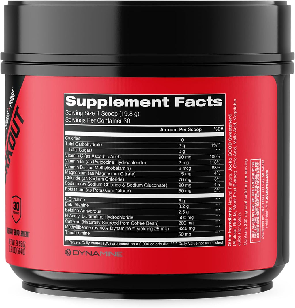 Jocko Fuel Pre Workout for Men & Women - High Stim Low Sugar Blend with Beta Alanine + L-Citrulline, Support Muscle Pump, Energy, & Recovery, 200mg of Caffeine Fruit Punch, 30 Servings 1.31lbs (594 G)