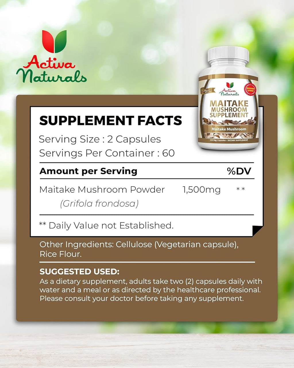 Maitake Mushroom Capsules – Herbal Wellness Supplement for Energy, Focus & Vitality – Made with Pure & Quality Ingredients to Help Maintain Everyday Balance & Overall Well-being Naturally
