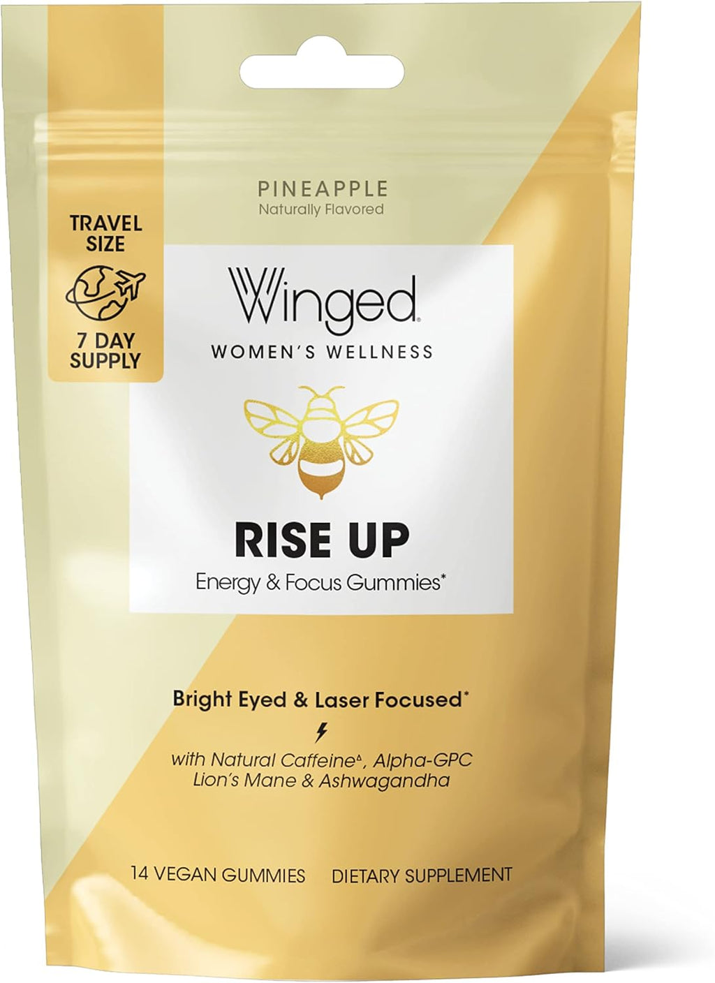 Winged Rise Up Gummies I B12 for Energy | Pineapple Flavor (14 Count)