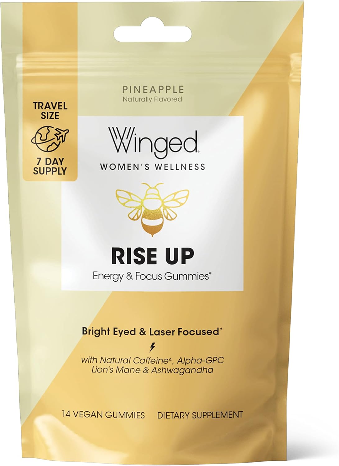 Winged Rise Up Gummies I B12 for Energy | Pineapple Flavor (14 Count)