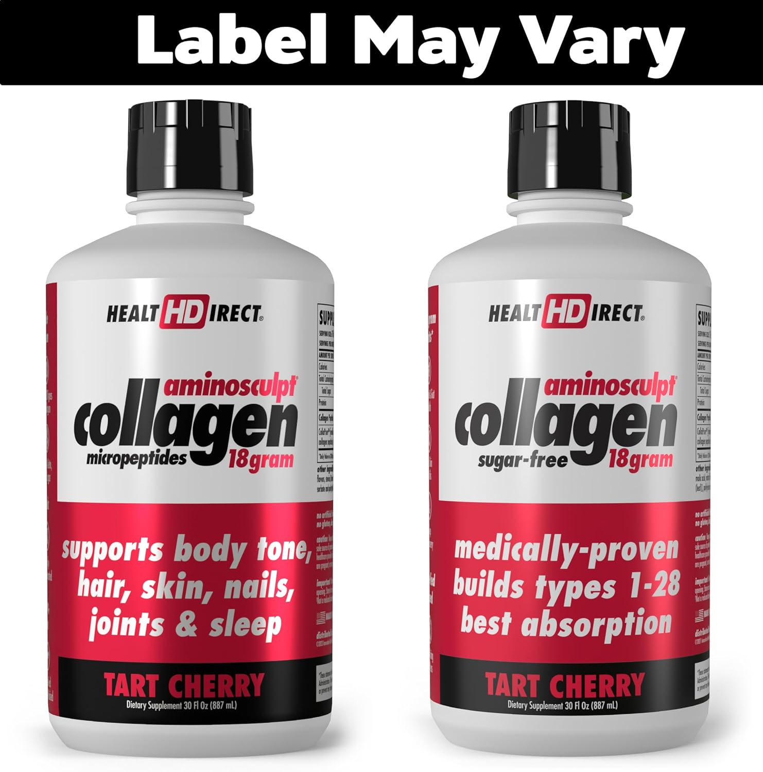 HEALTH DIRECT AminoSculpt Sugar-Free Collagen Supplement - High Potency Medical-Grade Protein for Hair, Skin, Nails & Joints, Grass-Fed, Non-GMO, Liquid Collagen - Tart Cherry - 30 Fl Oz