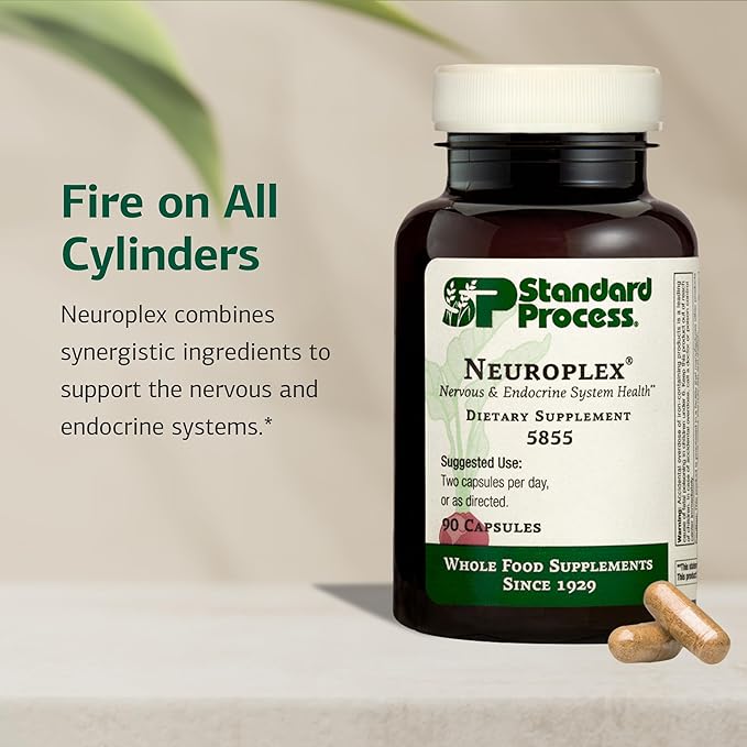 Standard Process Neuroplex - Supports Nervous & Endocrine System Function - Brain Health Support with Vitamin B6, Iron, Zinc & More - Brain Supplement for Men & Women - 360 Tablets