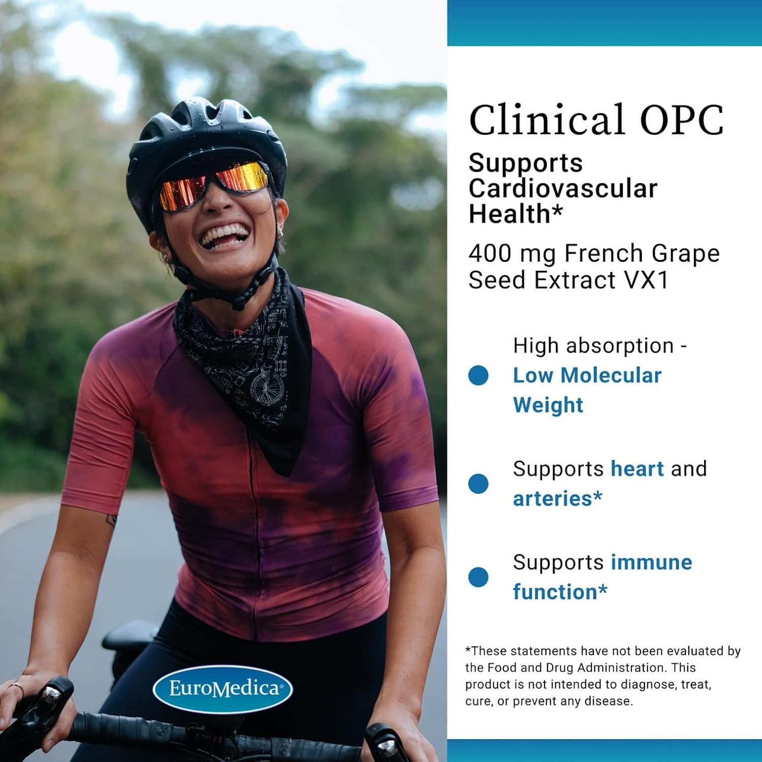 EuroMedica Clinical OPC - Cardiovascular Health & Focus Support Supplement - Dietary Supplement with Grape Seed Extract & Sunflower Lecithin - Immune Support Supplement Formula - 60 Softgels